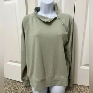 Lou & Grey for LOFT asymmetrical zip sweatshirt light green size small